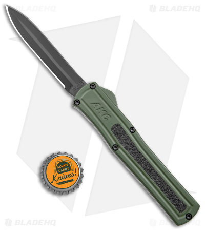 AKC F-20 D/A Dagger OTF Automatic Knife OD Green Aluminum (3.55" Black)