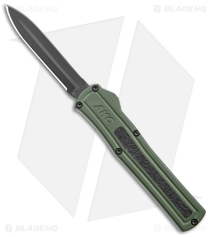 AKC F-20 D/A Dagger OTF Automatic Knife OD Green Aluminum (3.55" Black)