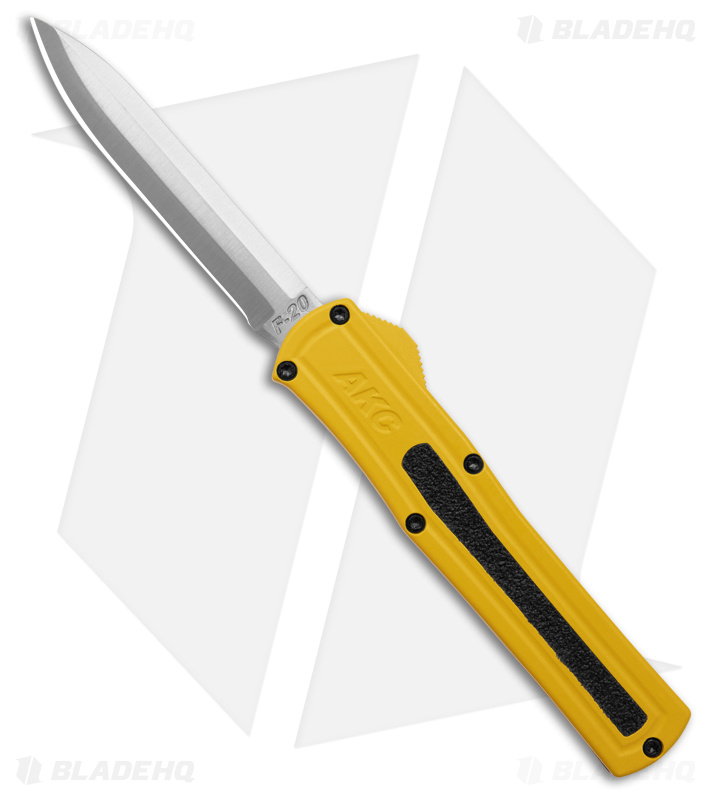 AKC F-20 D/A Spear Point OTF Automatic Knife Yellow (3.6" Satin)