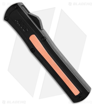 AKC World F-20 D/A Dagger OTF Knife Black + Copper Inlay (3.6" Satin)