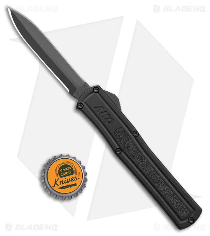 AKC F-20 Dagger D/A OTF Automatic Knife Black Aluminum (3.6" Black)