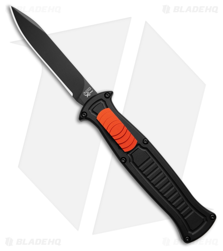 AKC X-treme EVO R OTF Automatic Knife Black Aluminum/Orange Slide (3.5" Black)