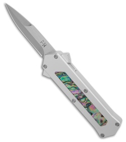 AKC F-14 D/A Bayonet OTF Automatic Knife Aluminum/Abalone (2.4" Satin)