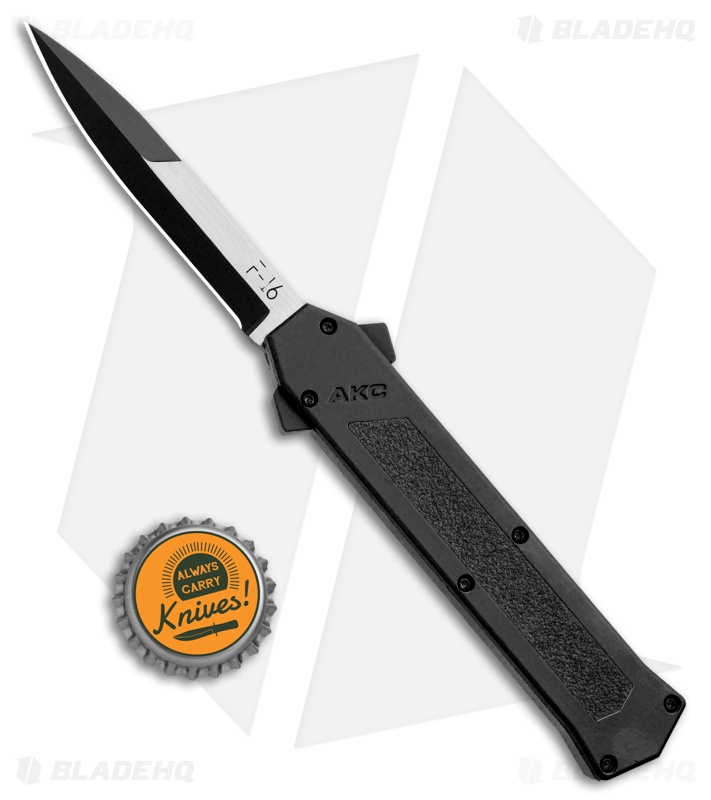 AKC F-16 D/A Bayonet OTF Automatic Knife Black (3.3" Two Tone)