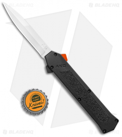 AKC F-16 D/A Bayo OTF Automatic Knife Black w/ Orange Button (3.3" Satin)