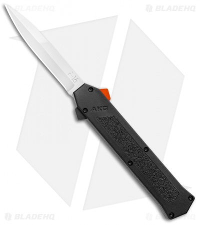 AKC F-16 D/A Bayo OTF Automatic Knife Black w/ Orange Button (3.3" Satin)