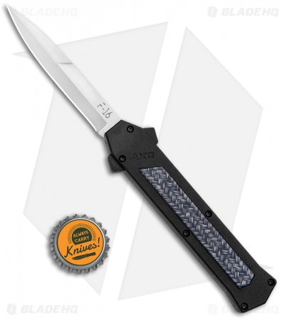 AKC F-16 D/A Bayonet OTF Automatic Knife Weave (3.3" Satin)
