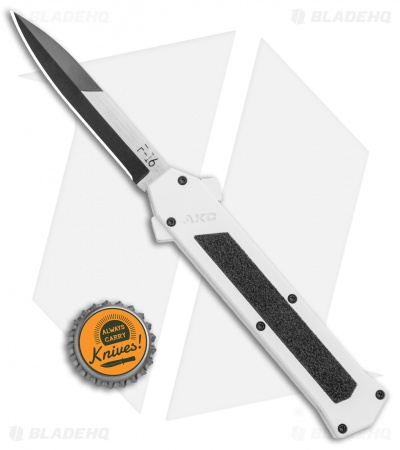 AKC F-16 D/A Bayonet OTF Automatic Knife White (3.3" Two Tone)