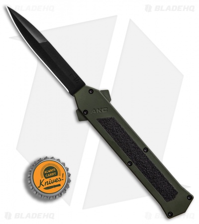 AKC F-16 D/A Bayonet OTF Automatic Knife OD Green Aluminum (3.3" Black)