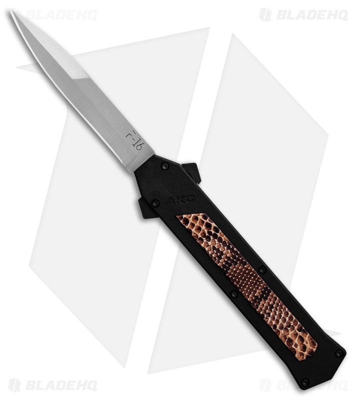 AKC F-16 D/A Bayonet OTF Automatic Knife Snake Skin (3.3" Satin)
