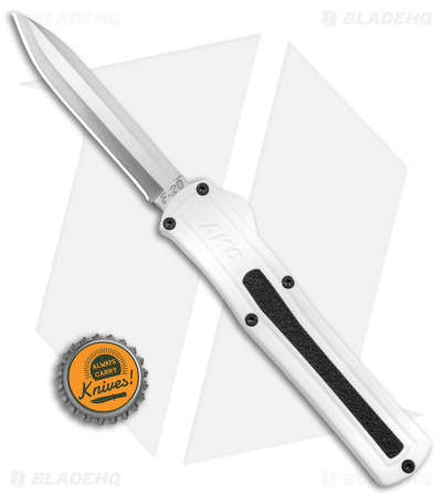 AKC F-20 D/A Spear Point OTF Automatic Knife White Aluminum (3.6" Satin)