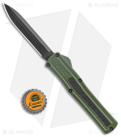 AKC F-20 D/A OTF Automatic Knife Green Aluminum (3.6" Black)