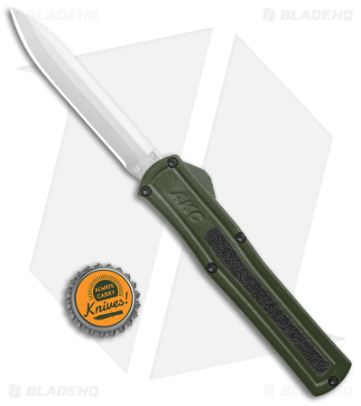 AKC F-20 D/A OTF Automatic Knife OD Green Aluminum (3.6" Satin)