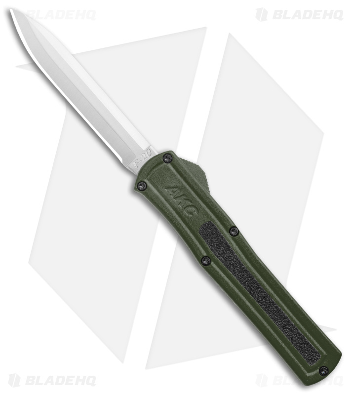 AKC F-20 D/A OTF Automatic Knife OD Green Aluminum (3.6" Satin)