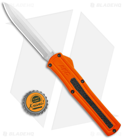 AKC F-20 D/A Drop Point OTF Automatic Knife Orange Aluminum (3.6" Satin)