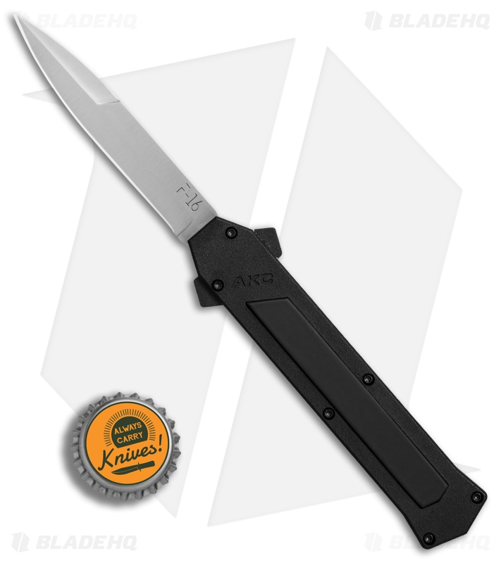 AKC F-16 D/A Bayonet OTF Automatic Knife Black Inlay (3.3" Satin)