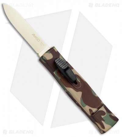 AKC Minion Concord OTF Automatic Knife Green Camo (2.3" Gold)