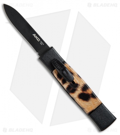 AKC Minion Concord OTF Automatic Knife Cheetah (2.3" Black Flat Grind)