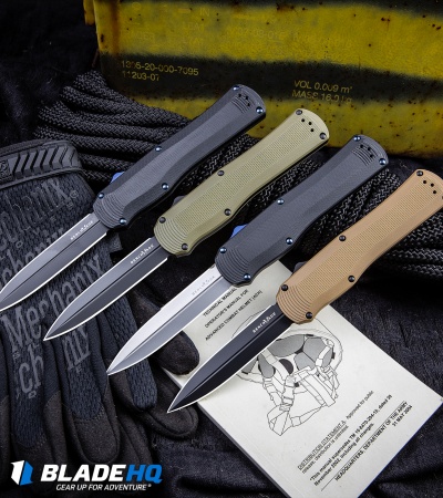 Benchmade Autocrat D/A OTF Automatic Knife Tan G-10 (3.71" Black) 3400BK-2