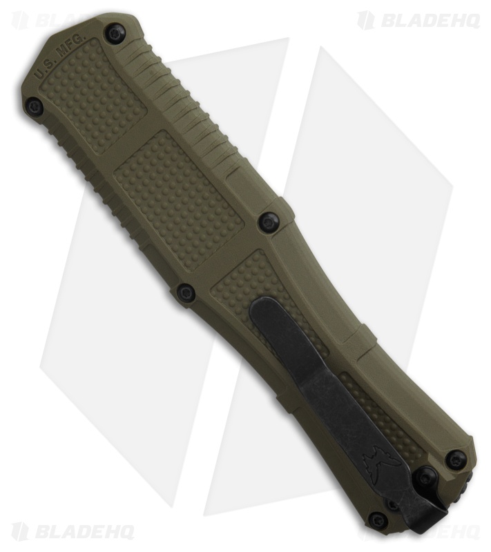 Benchmade Claymore OTF D/A Auto Knife Green Grivory (3.9" Gray Serr) 3370SGY-1