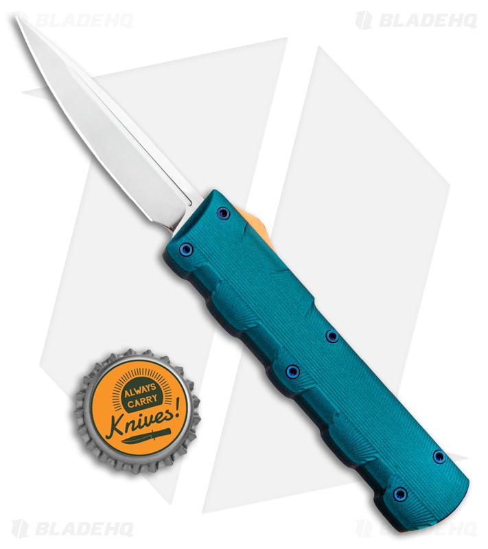 D Rocket Designs FIN D/A OTF Automatic Knife Green/Gold (2.75" Satin)