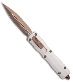 Microtech Dirac Delta D/E OTF Auto Knife Champagne Aluminum (3.75" Burnt Bronze)