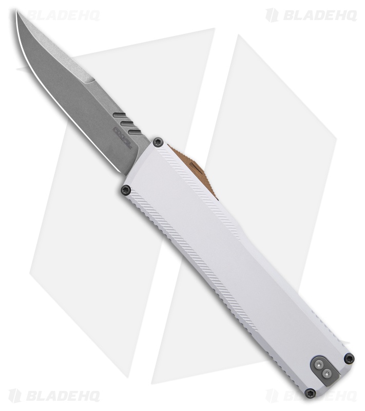 Axial Shift Gen III Clip Point OTF Knife Hidden White Aluminum (3.5" Stonewash)