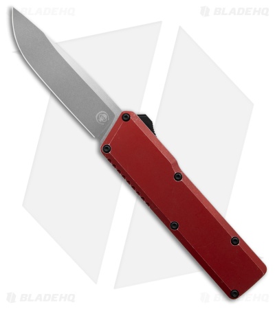 Chaves Dissident OTF DP Knife Red Battleworn Crosshatch Aluminum(3.7" Two-Tone)