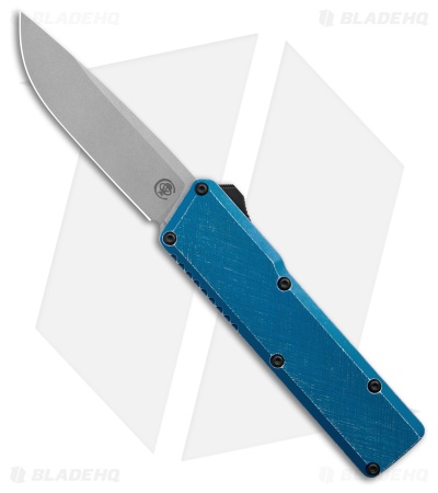 Chaves Dissident OTF Drop Point Knife Battleworn Blue Crosshatch Al (3.7" SW)