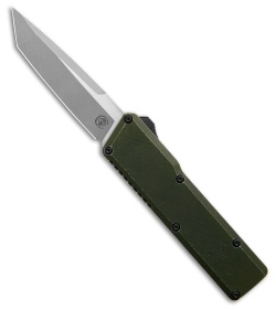 Chaves Dissident OTF Tanto Knife Battleworn OD Green Crosshatch Al(3.7" Two-Tone