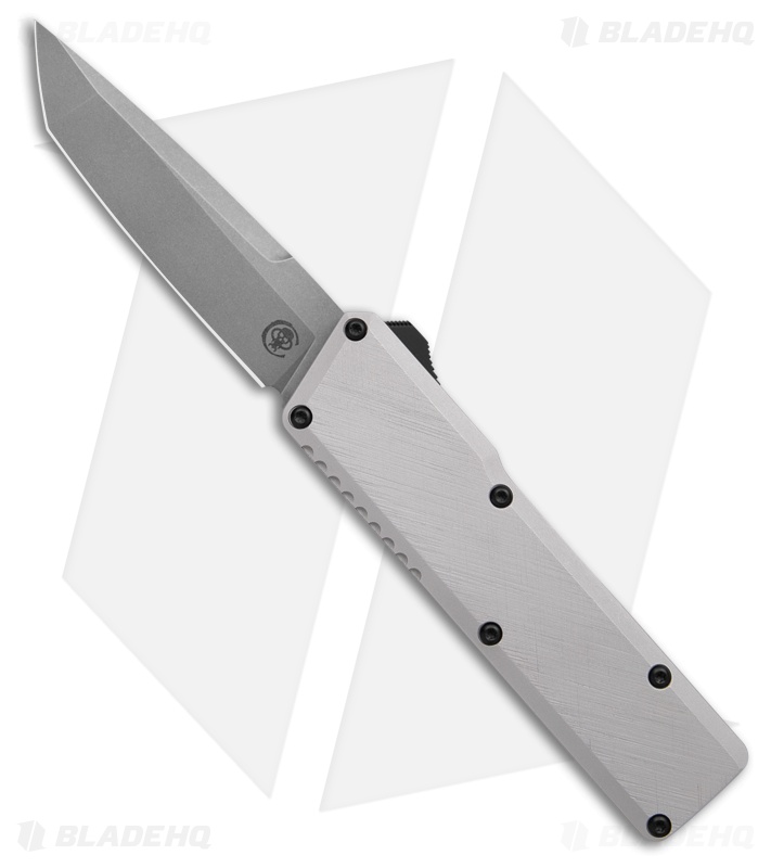 Chaves Dissident OTF Tanto Knife Clearcoat Crosshatch Aluminum (3.7" Dark SW)