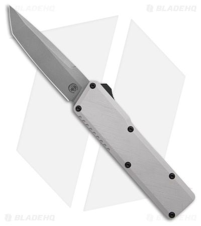 Chaves Dissident OTF Tanto Knife Clearcoat Crosshatch Aluminum (3.7" Dark SW)