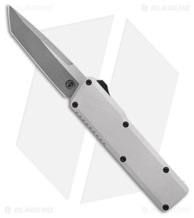 Chaves Dissident OTF Tanto Knife Clearcoat Crosshatch Aluminum (3.7" Dark SW)