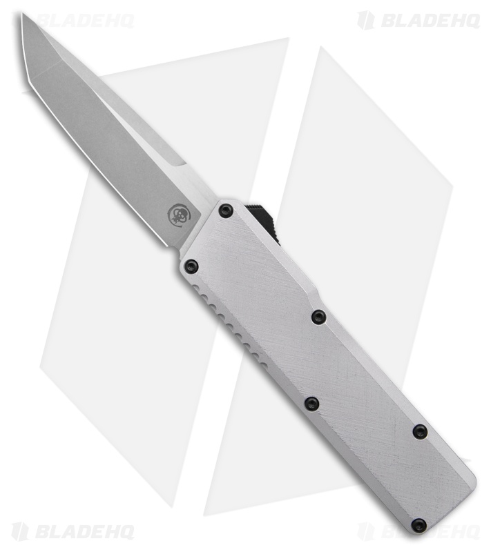 Chaves Dissident OTF Tanto Knife Clearcoat Crosshatch Aluminum (3.7" SW)