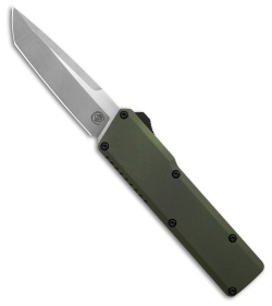Chaves Dissident OTF Tanto Knife Petrified OD Green Crosshatch Al(3.7" Two-Tone)