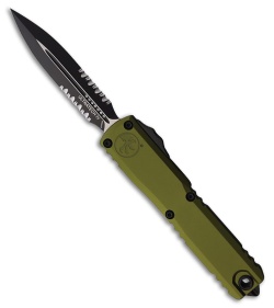 Microtech Ultratech Gen IV D/E OTF Knife OD Green Aluminum (3.5" Two-Tone Serr)