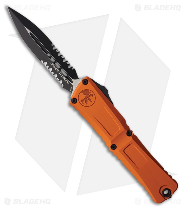 Microtech Combat Troodon Gen III D/E OTF Knife Orange Al (4" Two-Tone Serr)