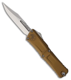 Microtech Combat Troodon Gen III Bowie OTF Knife Tan Aluminum (4" Stonewash)