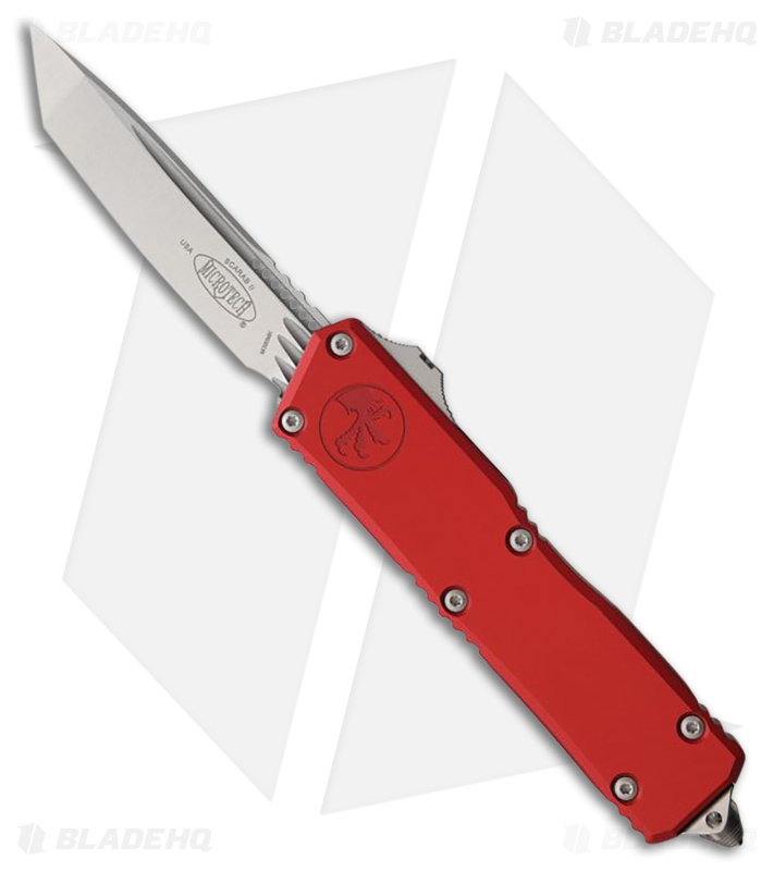 Microtech Scarab II Gen III Executive T/E OTF Knife Red Aluminum (4" Stonewash)