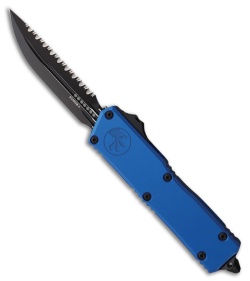 Microtech Scarab II Gen III Executive D/E OTF Knife Blue Al (4" Two-Tone FS)