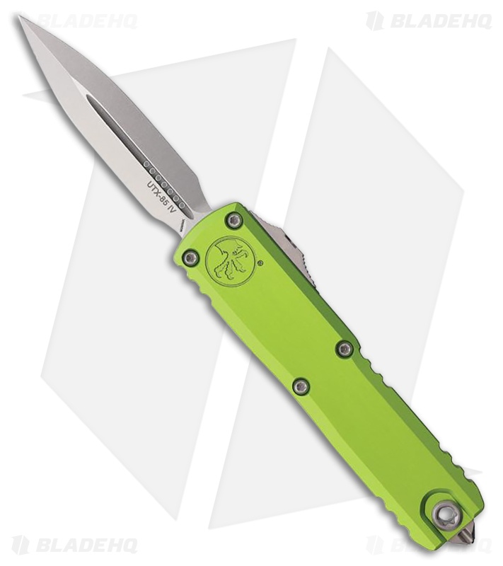 Microtech UTX-85 Gen IV D/E OTF Automatic Knife Neon Green Aluminum (3.1" SW)