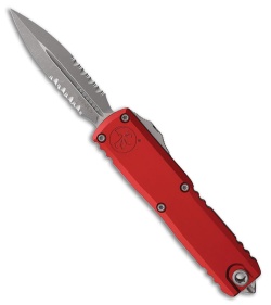 Microtech UTX-85 Gen IV D/E OTF Automatic Knife Red Aluminum (3.1" Apoc Serr)