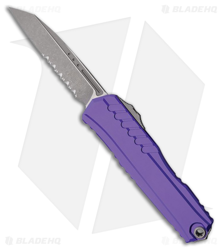 Microtech Cypher II S/E OTF Automatic Knife Purple Aluminum (3.5" Apoc Serr)