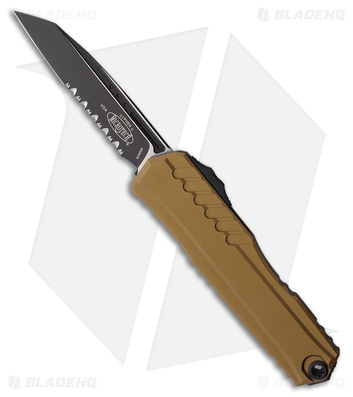 Microtech Cypher II S/E OTF Automatic Knife Tan Aluminum (3.5" Black Serr)