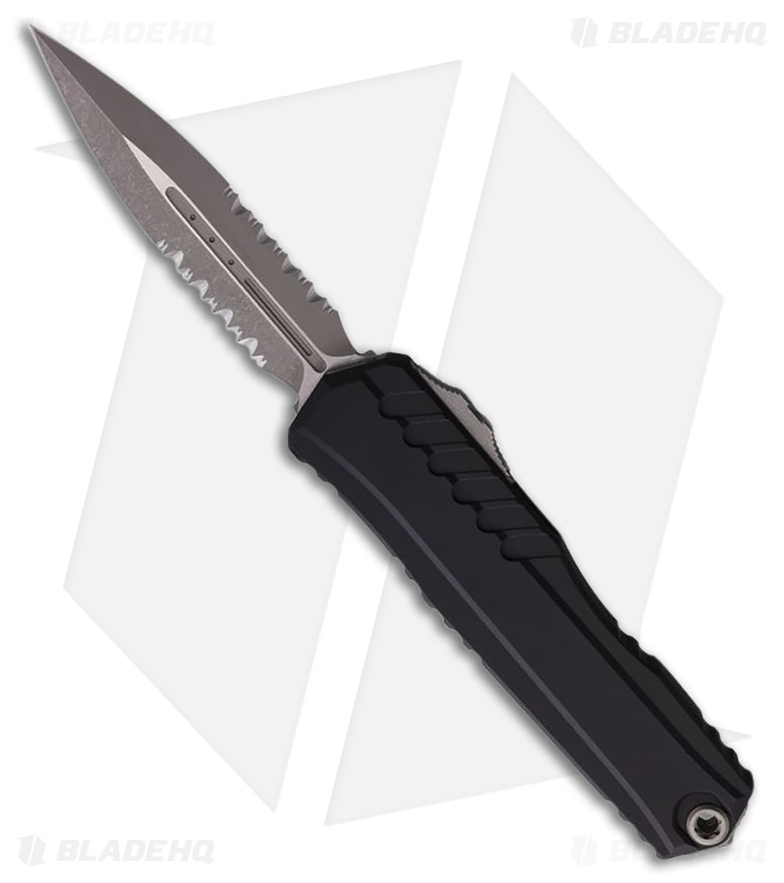 Microtech Cypher II D/E OTF Automatic Knife Black Aluminum (3.5" Apoc Serr)