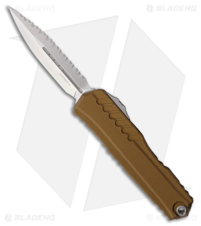 Microtech Cypher II D/E OTF Automatic Knife Tan Aluminum (3.5" Stonewash FS)