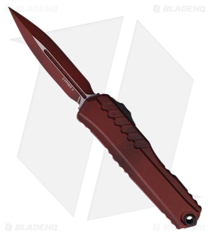 Microtech Cypher II D/E OTF Knife Weathered Crimson Aluminum (3.5" Crimson)