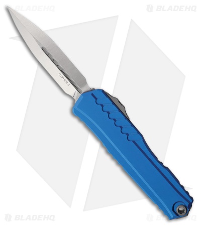 Microtech Cypher II D/E OTF Automatic Knife Blue Aluminum (3.5" Satin)