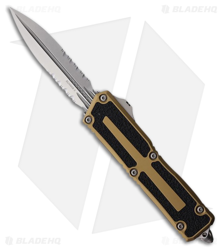 Microtech Scarab II Gen III D/E OTF Automatic Knife Tan Aluminum (3.9" SW Serr)