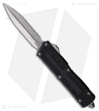 Microtech Scarab II Gen III D/E OTF Automatic Knife Black Al (4" SW Full Serr)